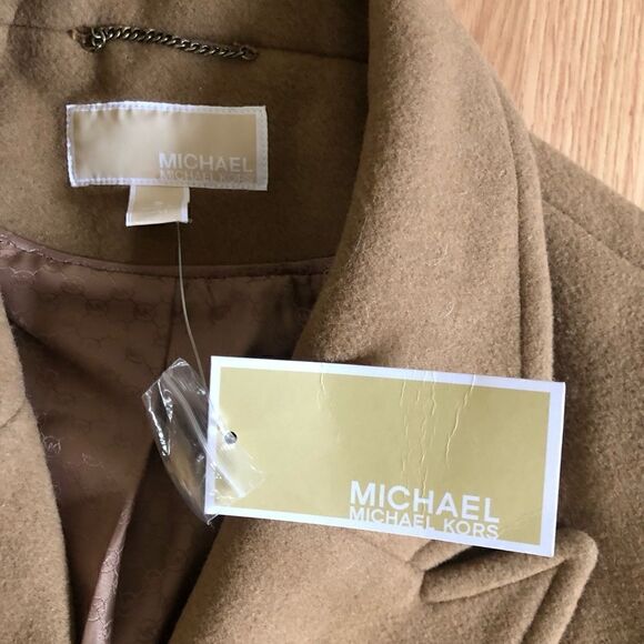 MICHAEL MICHAEL KORS Wool Blend Oversized Coat Dark Camel MF1202HF8P Women’s SM - Picture 3 of 14